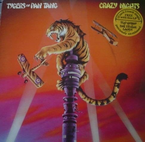 Tygers Of Pan Tang LP+12" Crazy Nights  ( 1981 ), Heavy metal, Gebruikt, Overige formaten, Ophalen of Verzenden