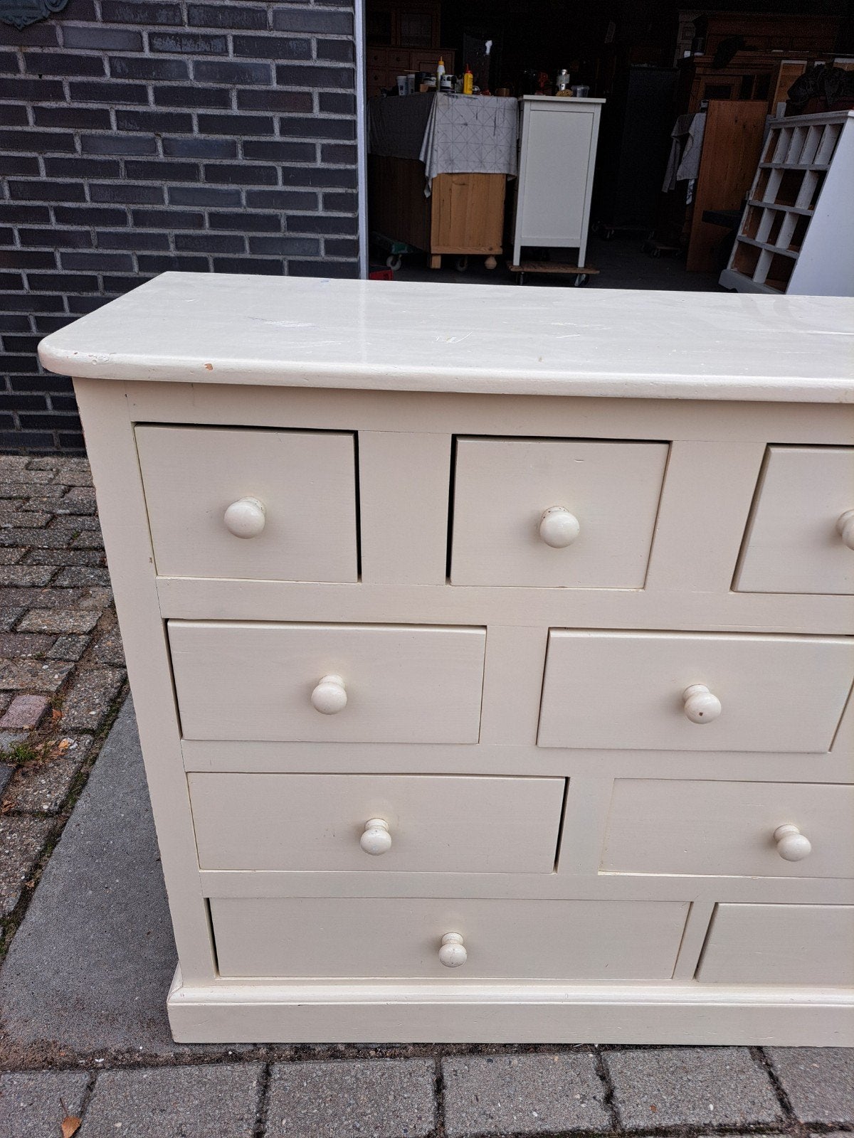 witte grenen ladekast 19 lades, Huis en Inrichting, Gebruikt, 150 tot 200 cm, Ophalen of Verzenden, Landelijk