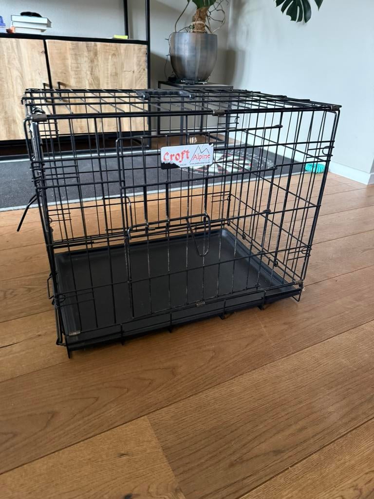 Puppy hondenbench zwart metaal - gratis af te halen, Dieren en Toebehoren, Ophalen, Gebruikt