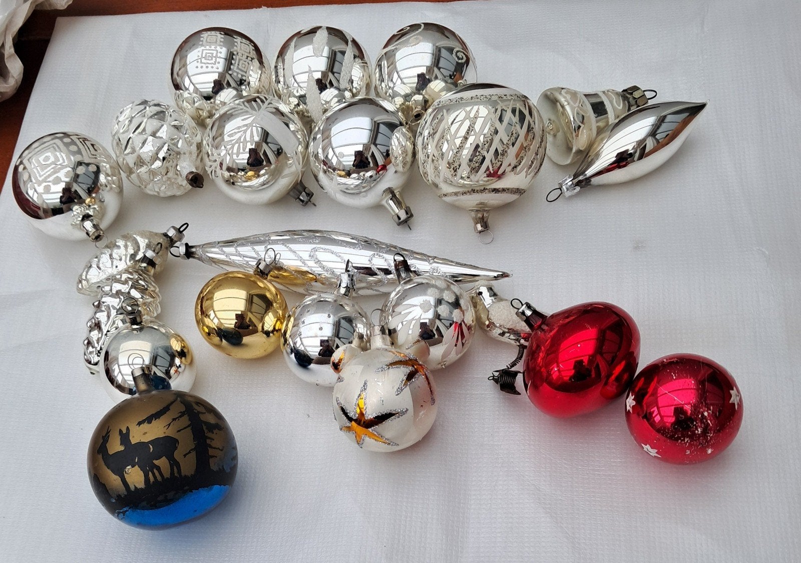 Oude Kerstballen van glas ..e.d. Herten kerstbal apart ..., Ophalen, Gebruikt