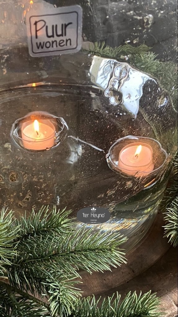 Glazen drijf schaaltje waxinelicht waxine glas stoer sober, Verzenden, Nieuw, Glas