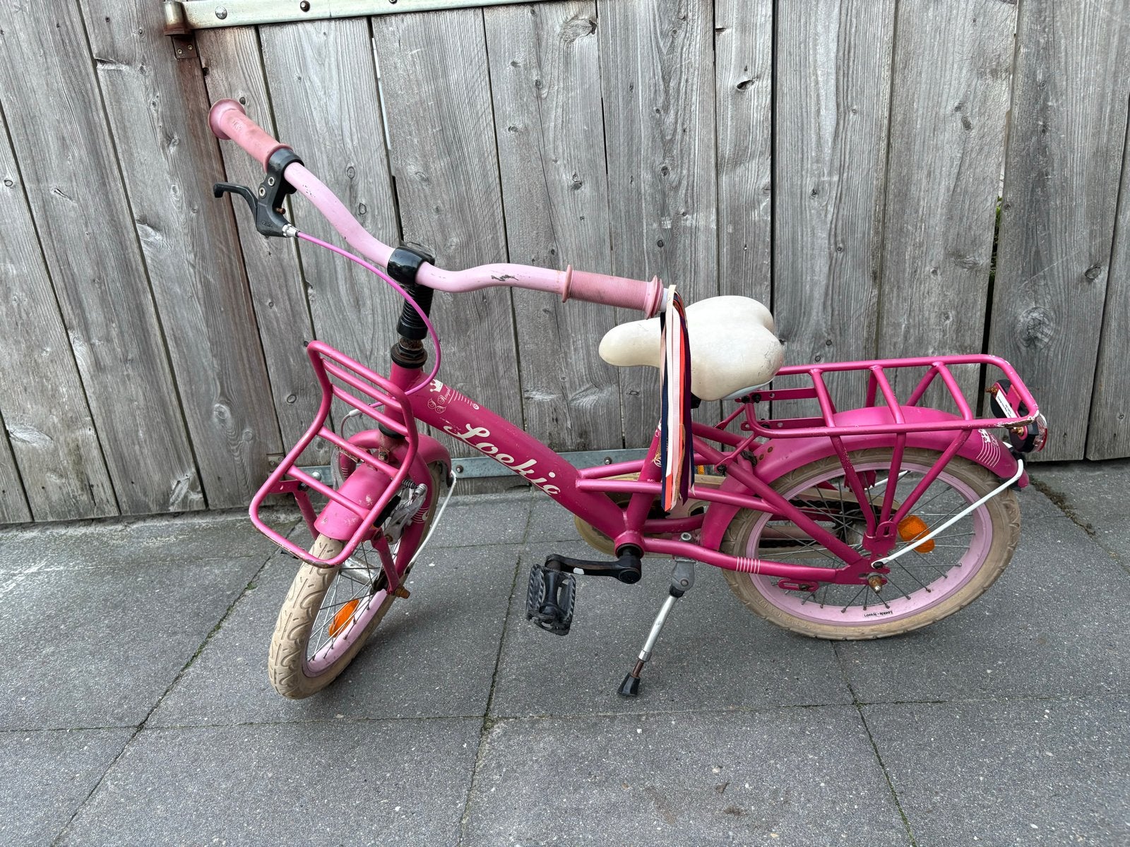 Roze Lookie kinderfiets 16 inch, Ophalen, Zo goed als nieuw, Terugtraprem, Minder dan 16 inch