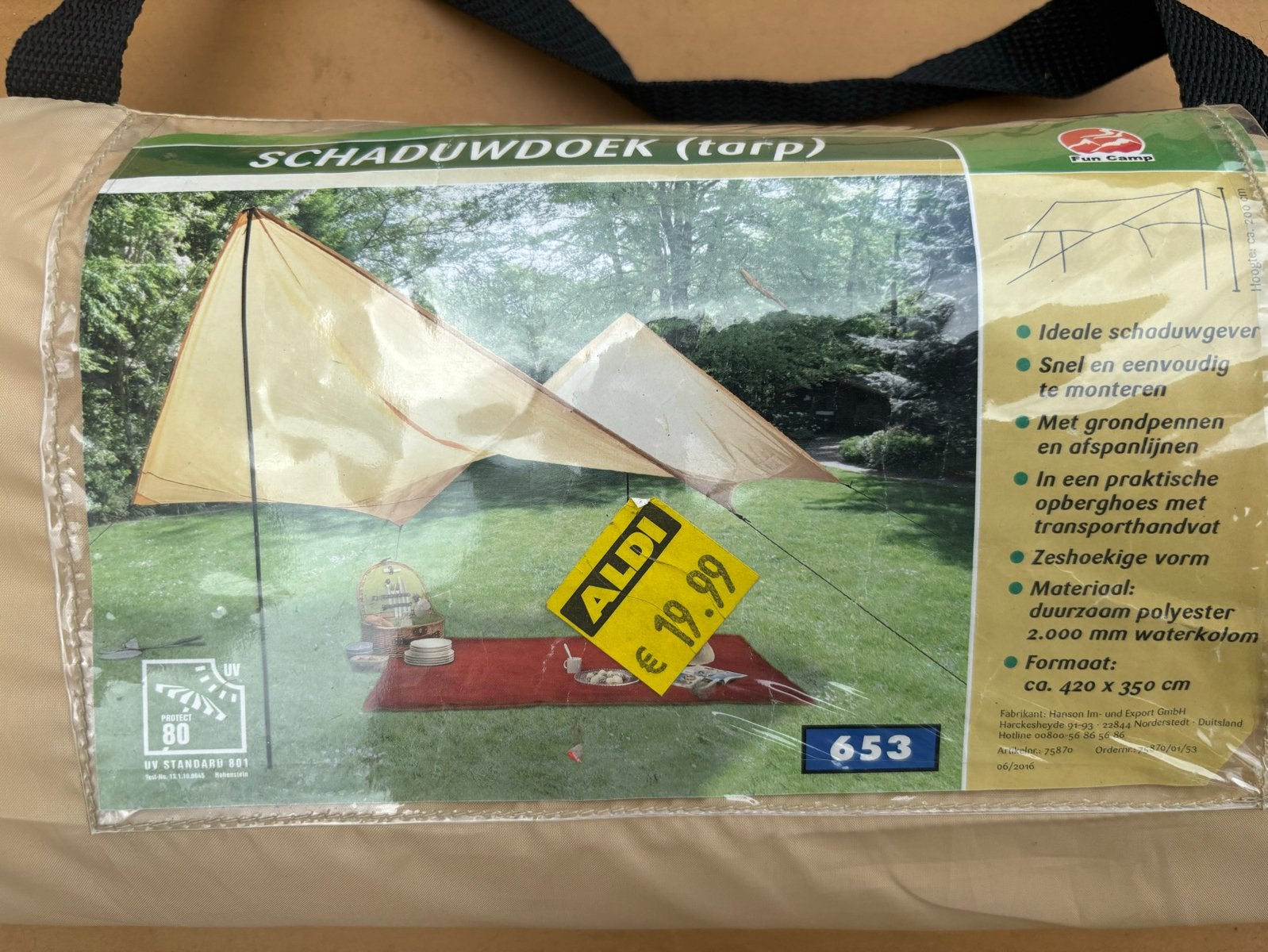 Fun Camp Schaduwdoek (Tarp) - 420 x 350 cm, Ophalen of Verzenden, Nieuw