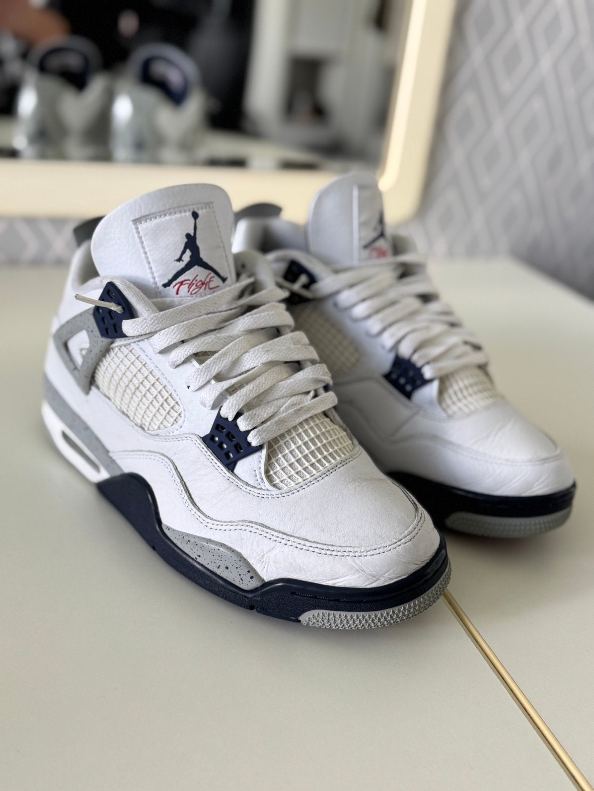 Air Jordan 4 Midnight Navy, Kleding | Heren, Schoenen, Ophalen of Verzenden, Gedragen, Wit