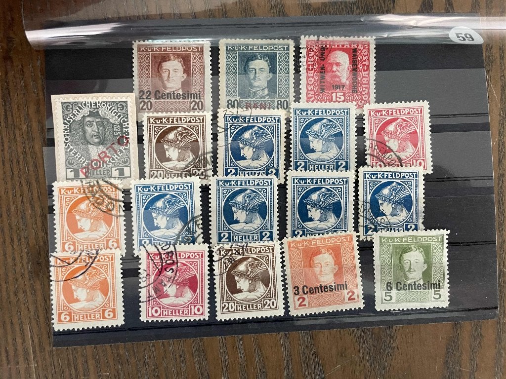 postzegels Oostenrijk oude feldpost zegels op kaart 59, Verzenden