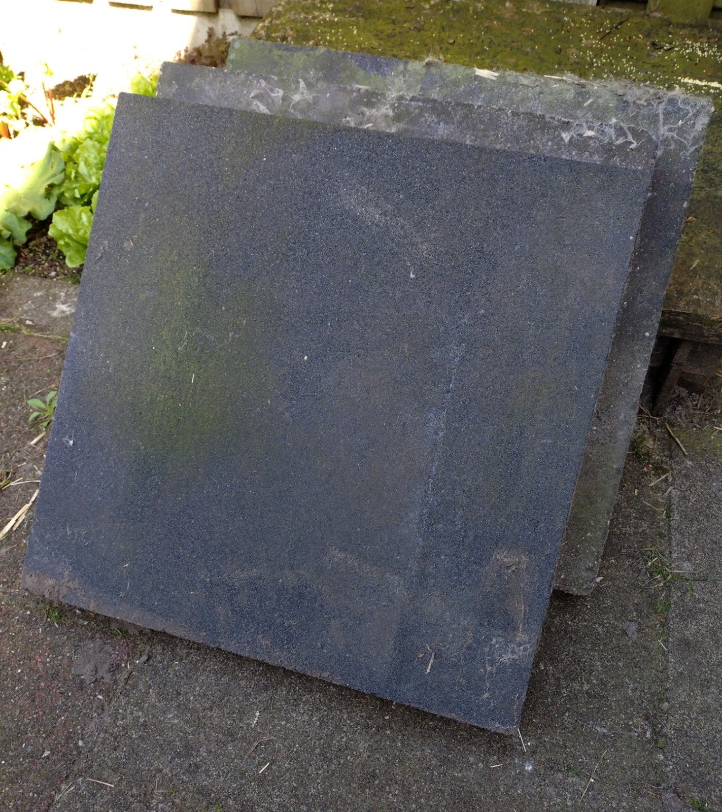 3 antraciet tuintegels, 60 x 60 x 6 cm, Tuin en Terras, Tegels en Klinkers, Ophalen, Gebruikt, Beton, Terrastegels