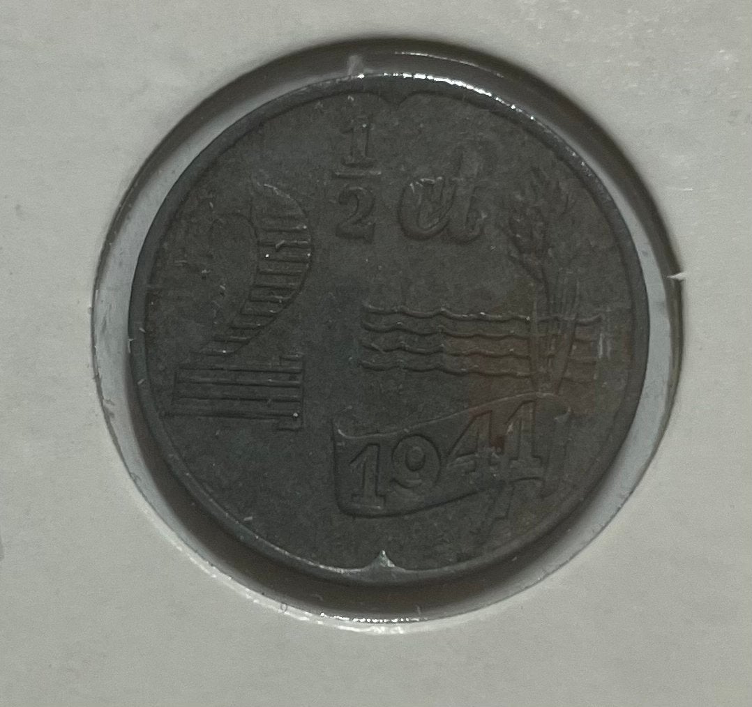 2,5 cent Nederland 1941 zink, Ophalen of Verzenden, Koningin Wilhelmina