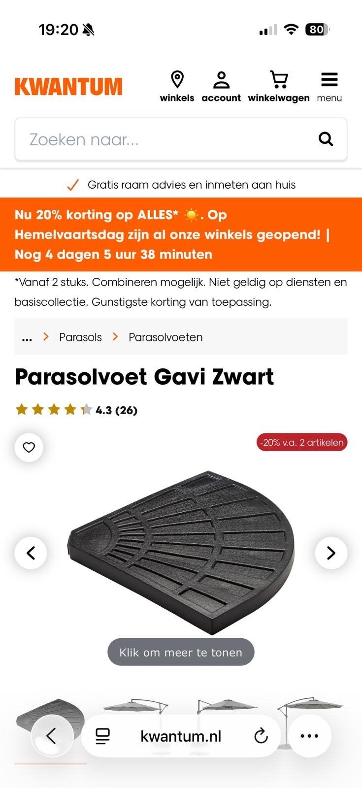 Kwantum overkapping incl verzwaring, Ophalen, Gebruikt, 2 tot 3 meter, Overige typen