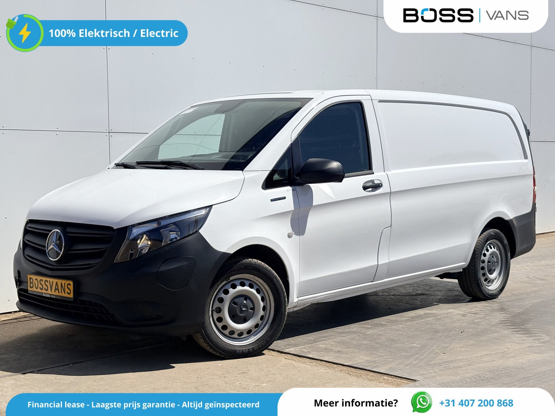 Mercedes-Benz eVito 112 66kWh L2 Elektrisch 95.8% (SOH) 280-, Auto's, Bestelauto's, Stof, Zwart, Wit, Mercedes-Benz