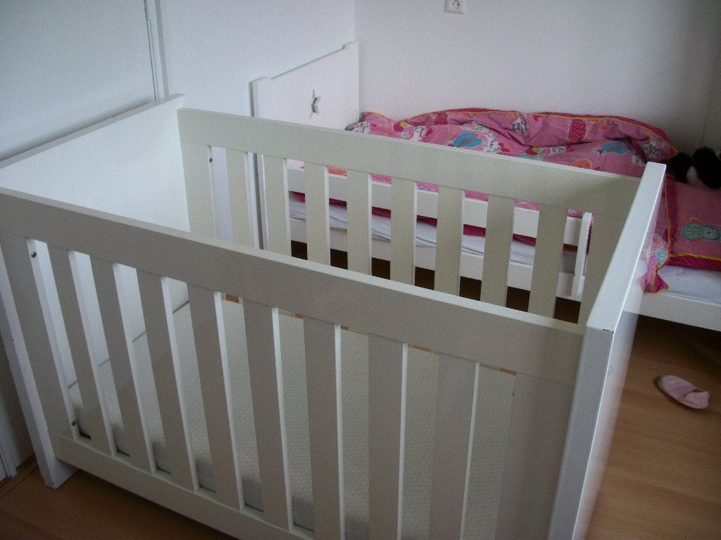 Ledikant met Lattenbodem Dekbed - 60 x 120 cm - Wit - zgan, Ophalen, Gebruikt, Lattenbodem, Minder dan 140 cm