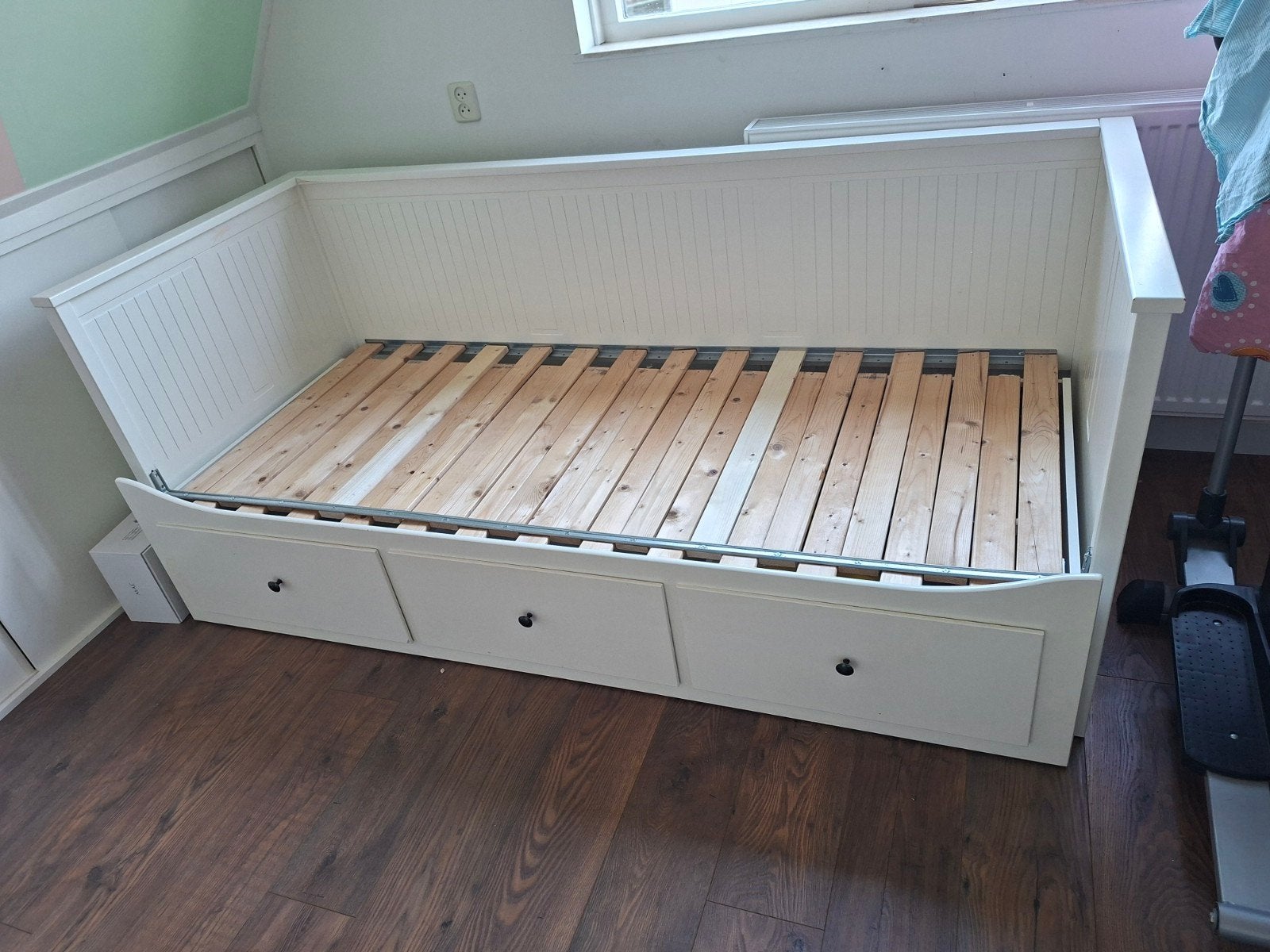 Uitschuifbaar bed met lades - IKEA Hemnes, Modern, Scandinavisch, Wit, Tweepersoons, Ophalen of Verzenden