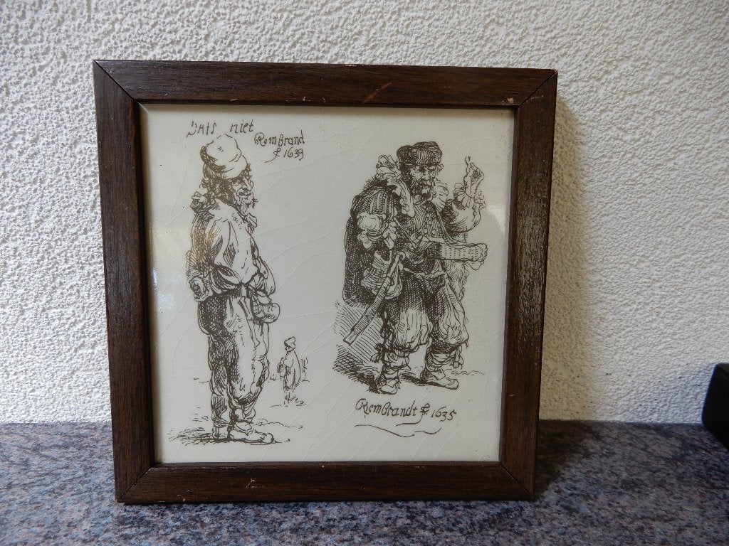 Wandtegel, etsen van Rembrandt, Antiek en Kunst, Ophalen of Verzenden