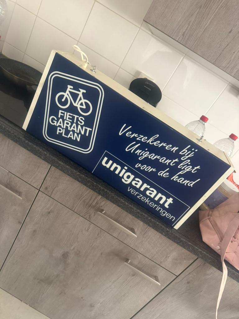 vintage fiets verzekeringen lichtbak, Ophalen of Verzenden, Gebruikt, Lichtbak of (neon) lamp
