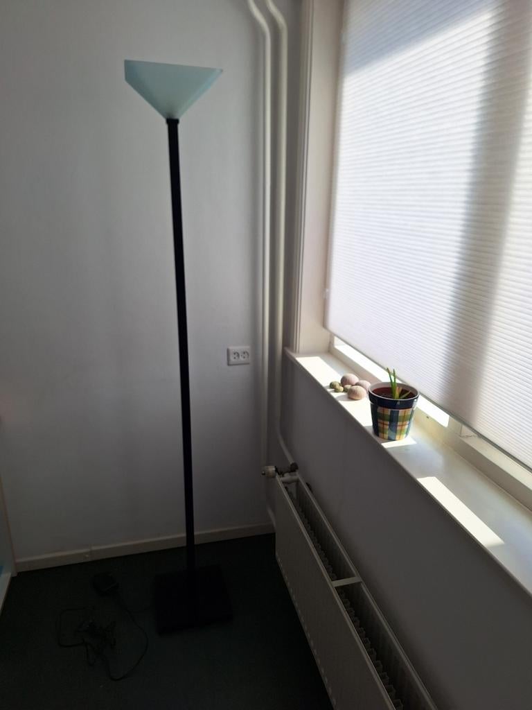 Lamp staand, blauw glas, met dimmer, Ophalen, Glas, 150 tot 200 cm