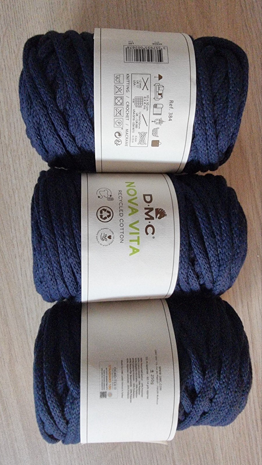 DMC Nova Vita Gerecycled Katoen Garen - Donkerblauw, Ophalen of Verzenden, Nieuw, Breien of Haken, Wol of Garen