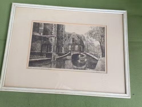 Ets Delft achter de groote kerk Henri v d Velde Vrouwenregt., Ophalen