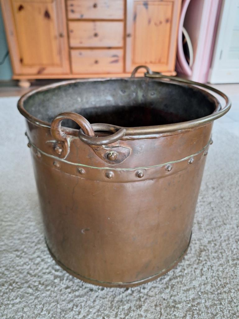 Antieke Koperen Emmer met Handvat, Ophalen of Verzenden, Koper