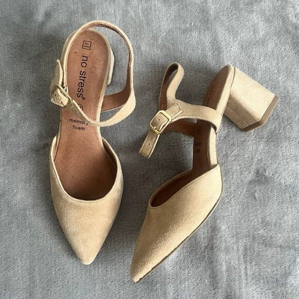 Manfield No Stress - suede / leren hakjes - maat 37, Kleding | Dames, Schoenen met lage hakken, Zwart, Ophalen of Verzenden, Zo goed als nieuw