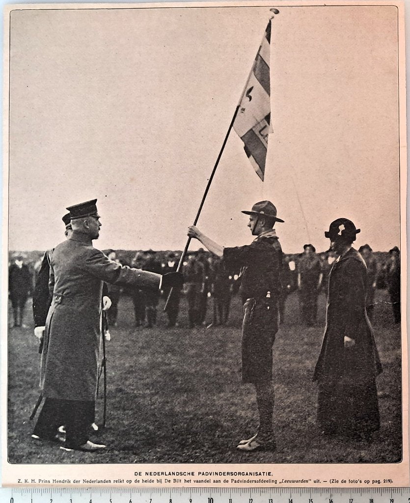 Scouting 1916;uitreiking nieuwe vaandels op art.veld De Bilt, Verzenden, Voor 1940, Gebruikt, Overige onderwerpen