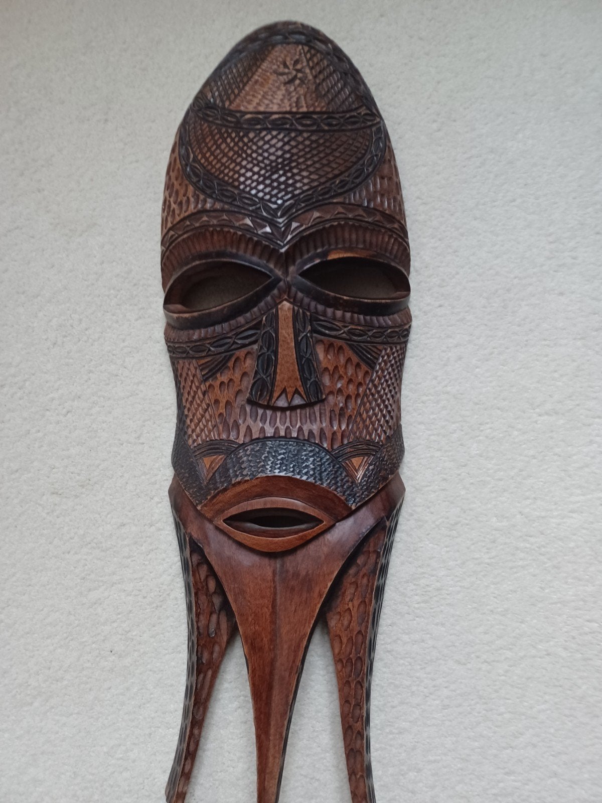 Houten Afrikaans Masker  hoofd Handgesneden Wanddecoratie, Ophalen of Verzenden
