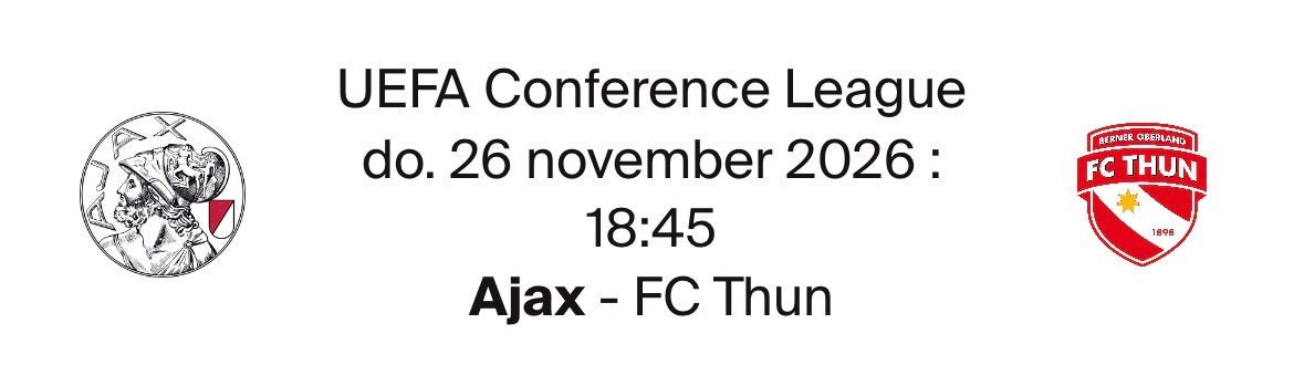 Ajax - FC Thun F-side vak 128 // 2 kaarten beschikbaar, Tickets en Kaartjes, Twee personen, November