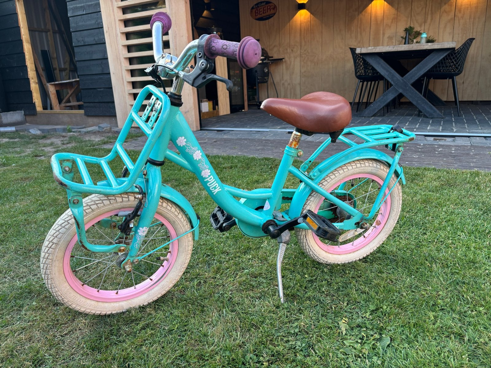 Puck kinderfiets 14inch, Ophalen, Gebruikt, Terugtraprem, Minder dan 16 inch