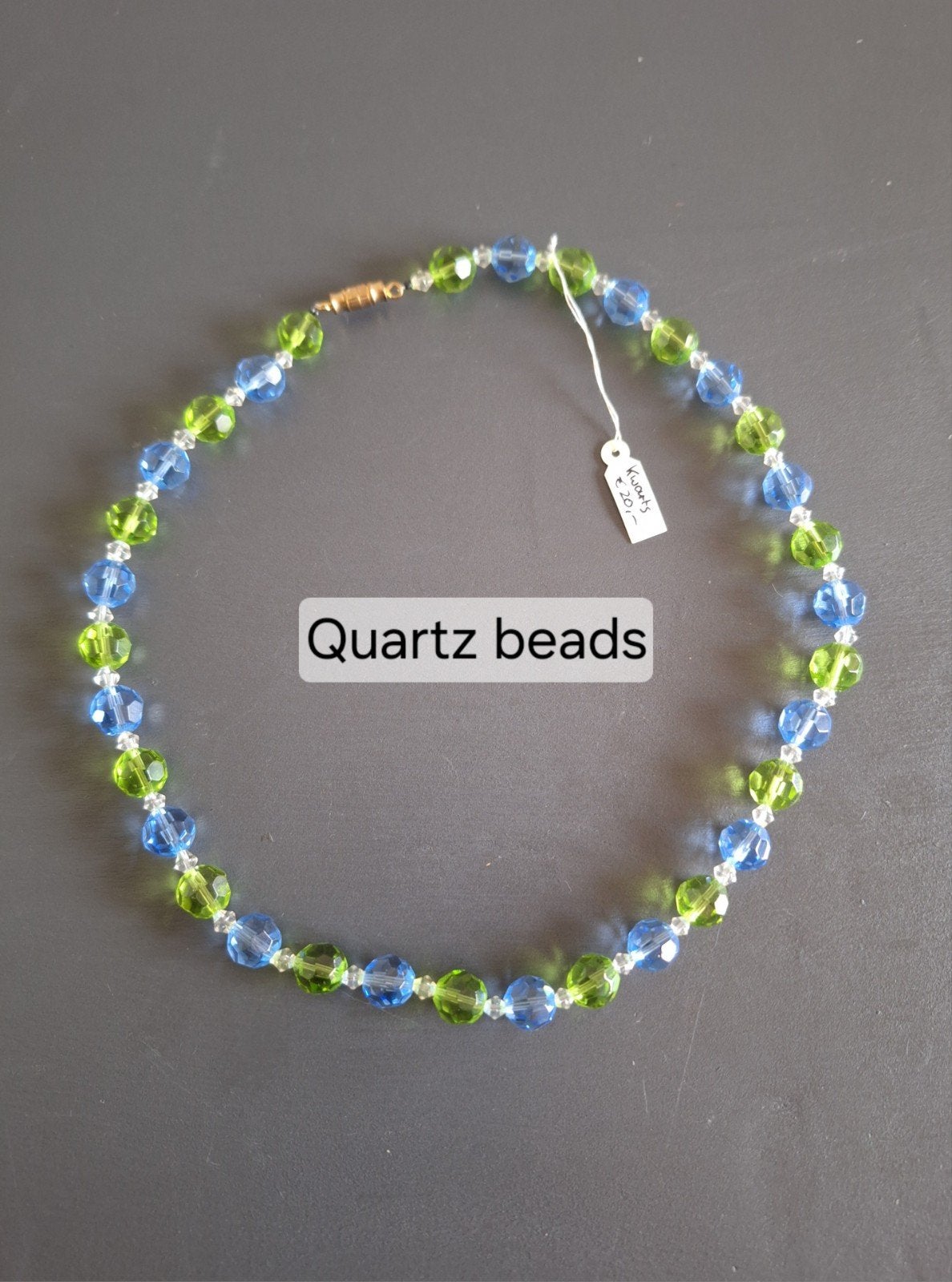 Blauw-groene quartz ketting met gefacetteerde kralen, Sieraden, Tassen en Uiterlijk, Kettingen, Ophalen of Verzenden, Nieuw, Overige kleuren