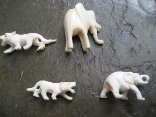 DIERENBEELDJES Antiek 2x Olifant 2x Tijger zie beschrijving, Ophalen of Verzenden