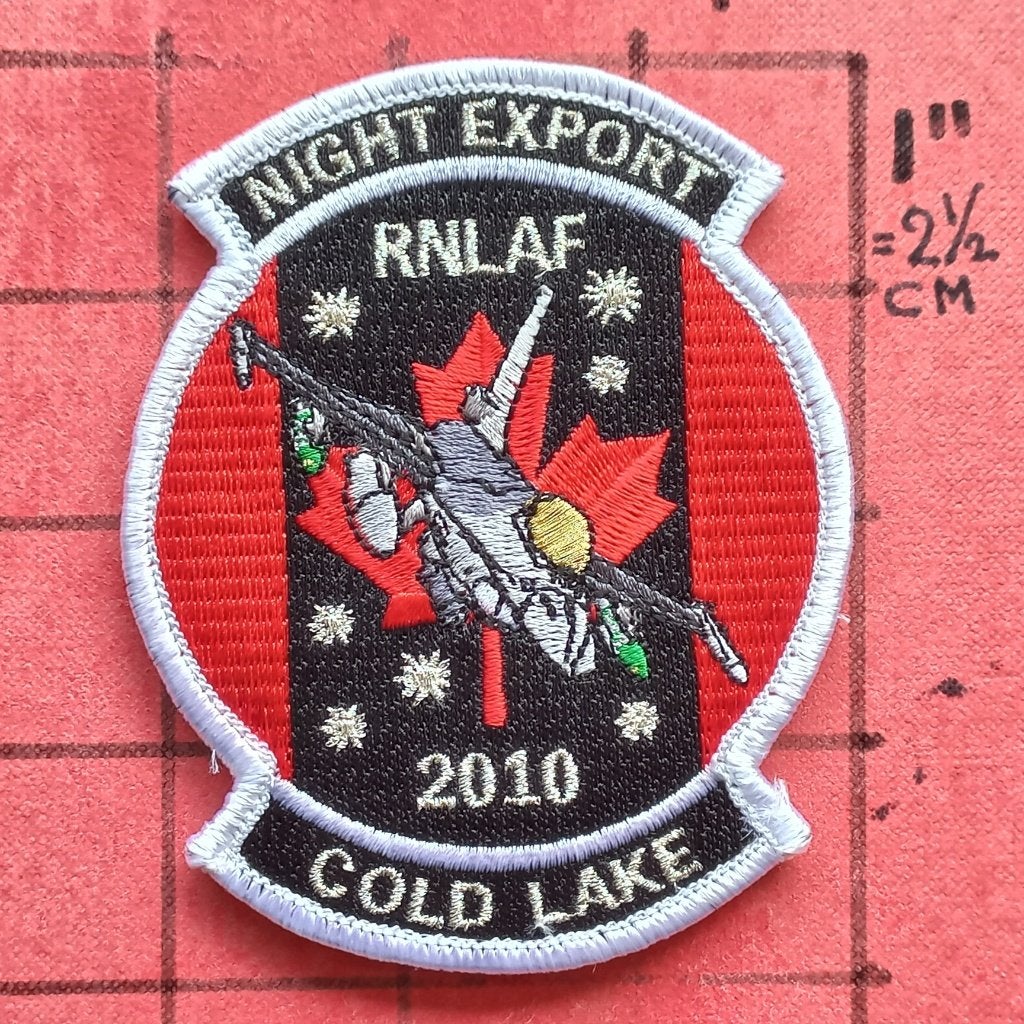 KLU PATCH EMBLEEM F-16 NIGHT EXPORT 2010, RED MAPLE LEAF, Verzenden, Luchtmacht, Nederland, Embleem of Badge