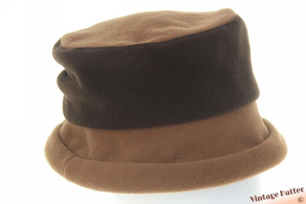 Warme flexibele vintage dameshoed Mayser caramel wolmix 57, 56 of 57 cm (M, 7 of 7⅛ inch), Mayser, Hoed, Ophalen of Verzenden