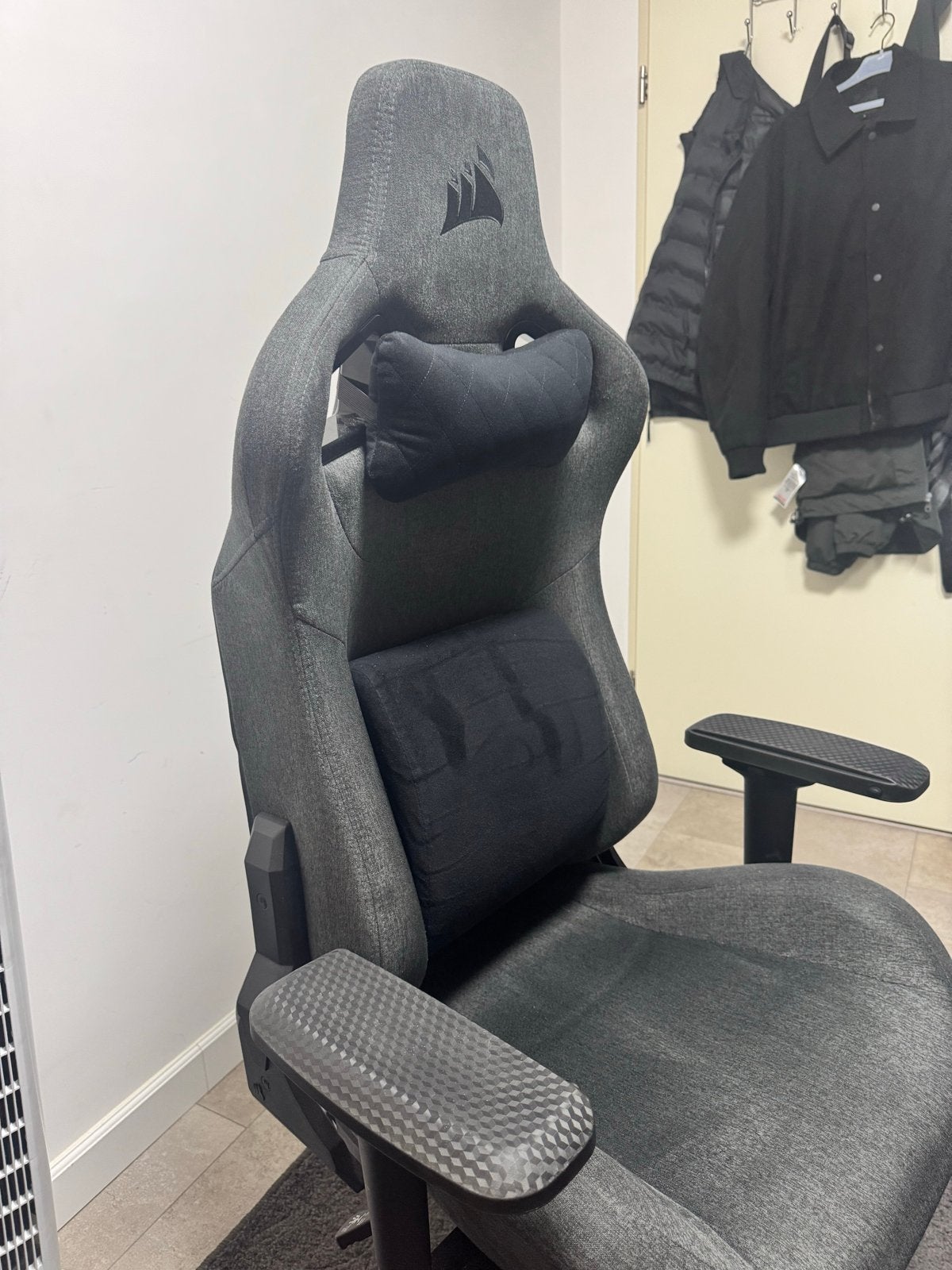Corsair T3 Rush Gaming Stoel - Comfortabel en Ergonomisch, Ophalen, Zo goed als nieuw, Grijs, Bureaustoel