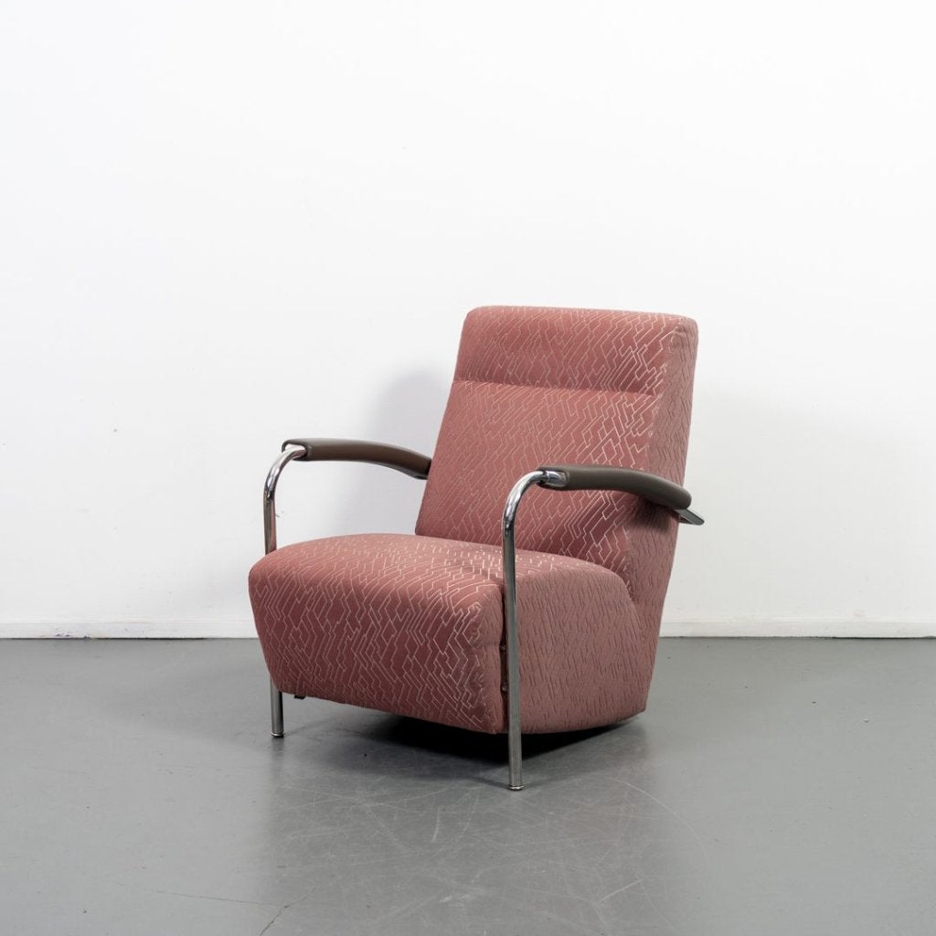 Leolux Scylla Hoog Fauteuil Oudroze/Wit Stof, Niet ingevuld, Zo goed als nieuw, Niet ingevuld, Niet ingevuld