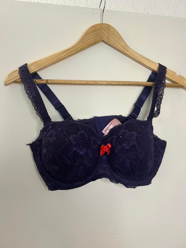 Dames bh met kant en glitter | Hunkemoller | cupmaat 70E, Ophalen of Verzenden, Paars, BH