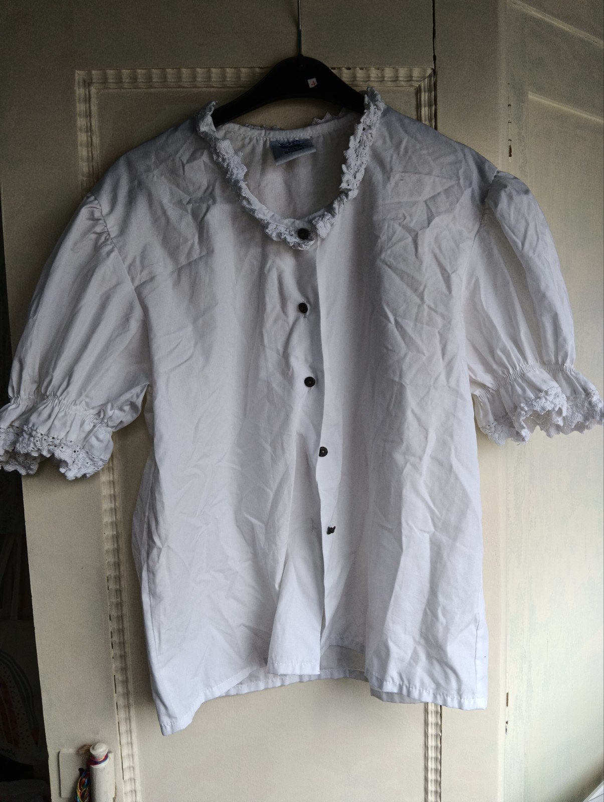 Usar Trachten witte blouse met kanten details, Ophalen, Gedragen, Maat 38/40 (M), Wit
