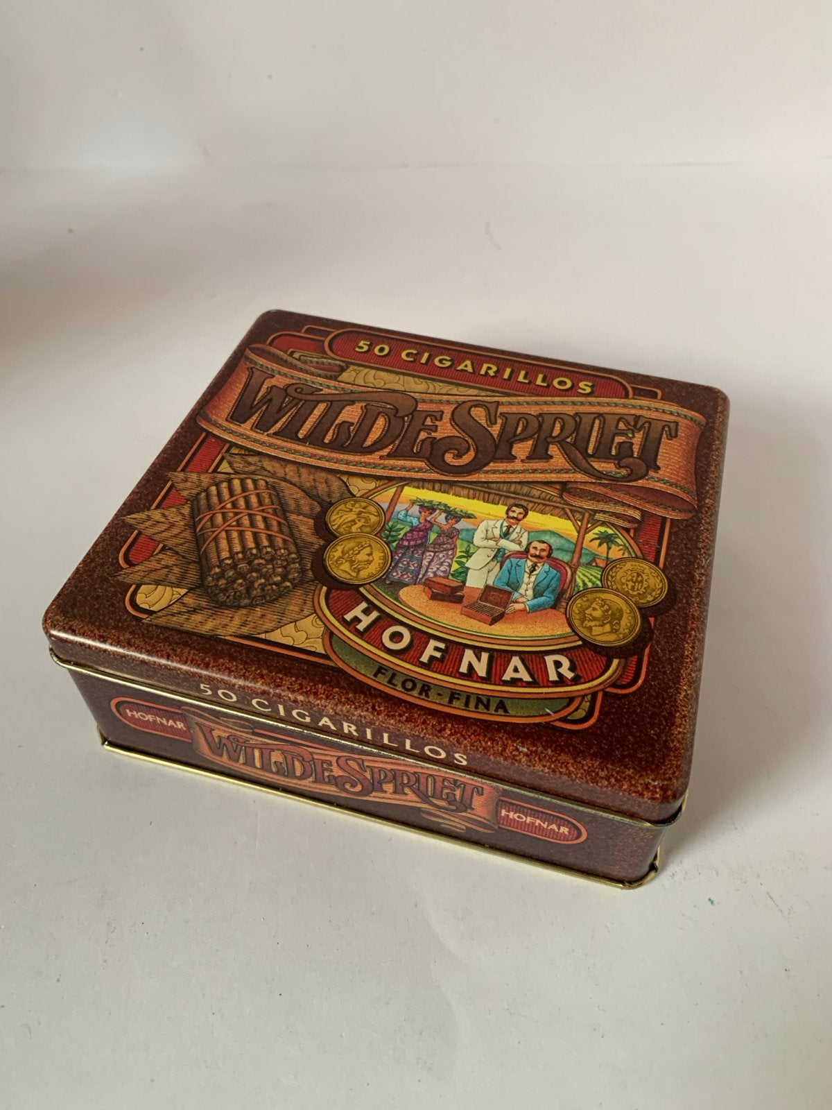 Vintage Hofnar Wilde Spriet sigarenblikje, Verzamelen, Ophalen of Verzenden, Zo goed als nieuw, Tabaksdoos of Verpakking