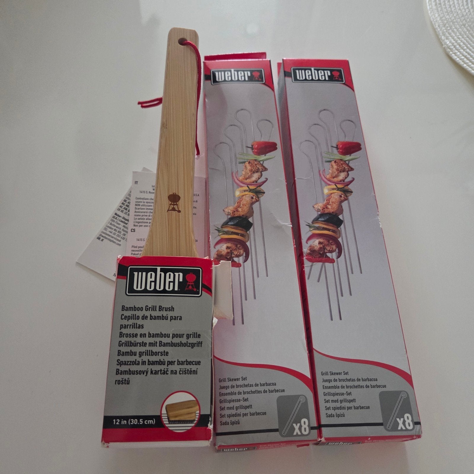 Weber BBQ set: 2x grillspiesen & bamboe grillborstel, Ophalen, Nieuw, Weber