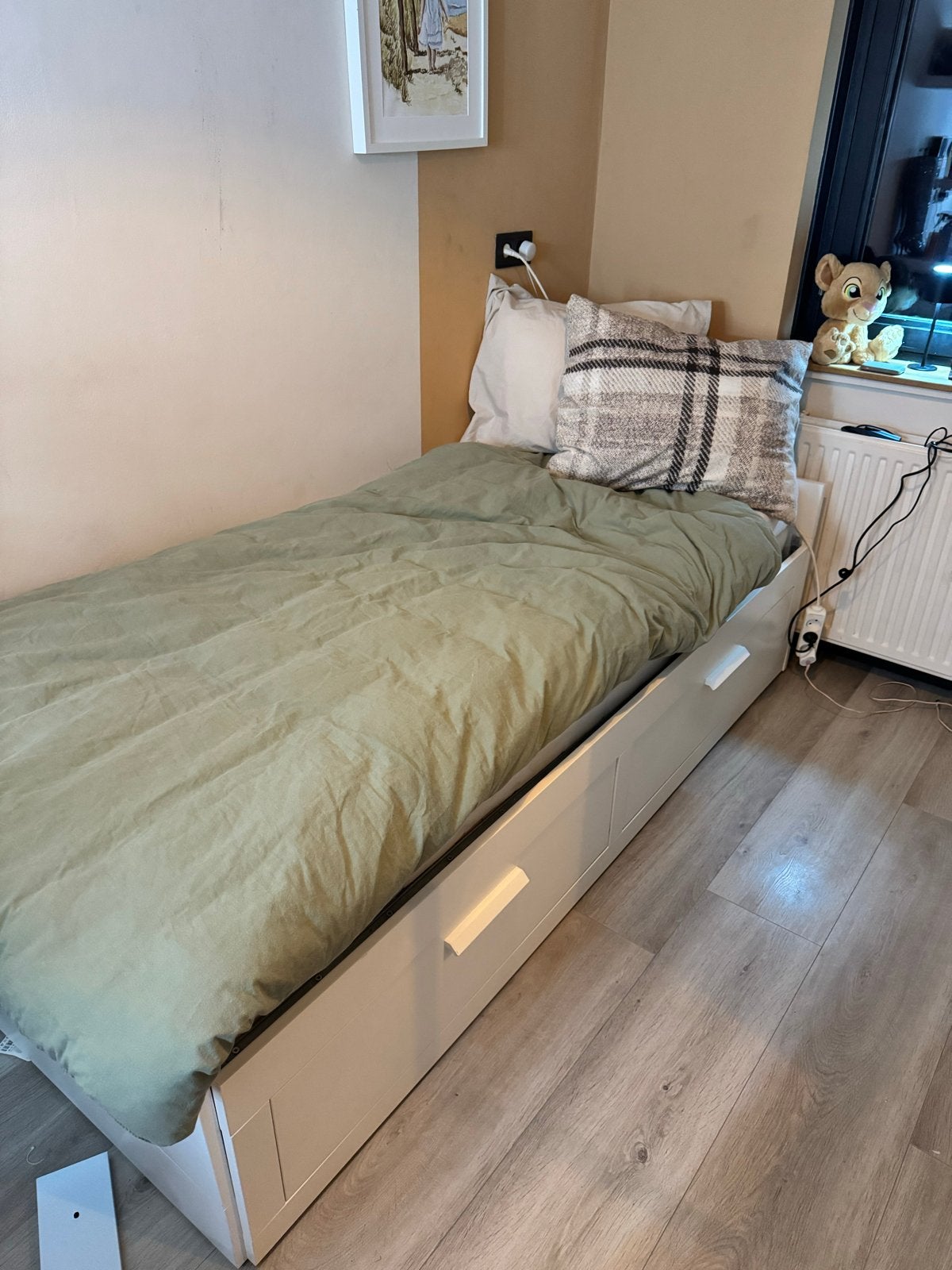 IKEA Brimnes bedbank 80x200 (uittrekbaar 160x200), Ophalen, Wit, Tweepersoons, 200 cm