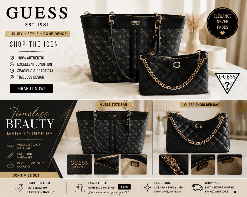 Guess tassen, Verzenden, Zo goed als nieuw, Zwart, Handtas