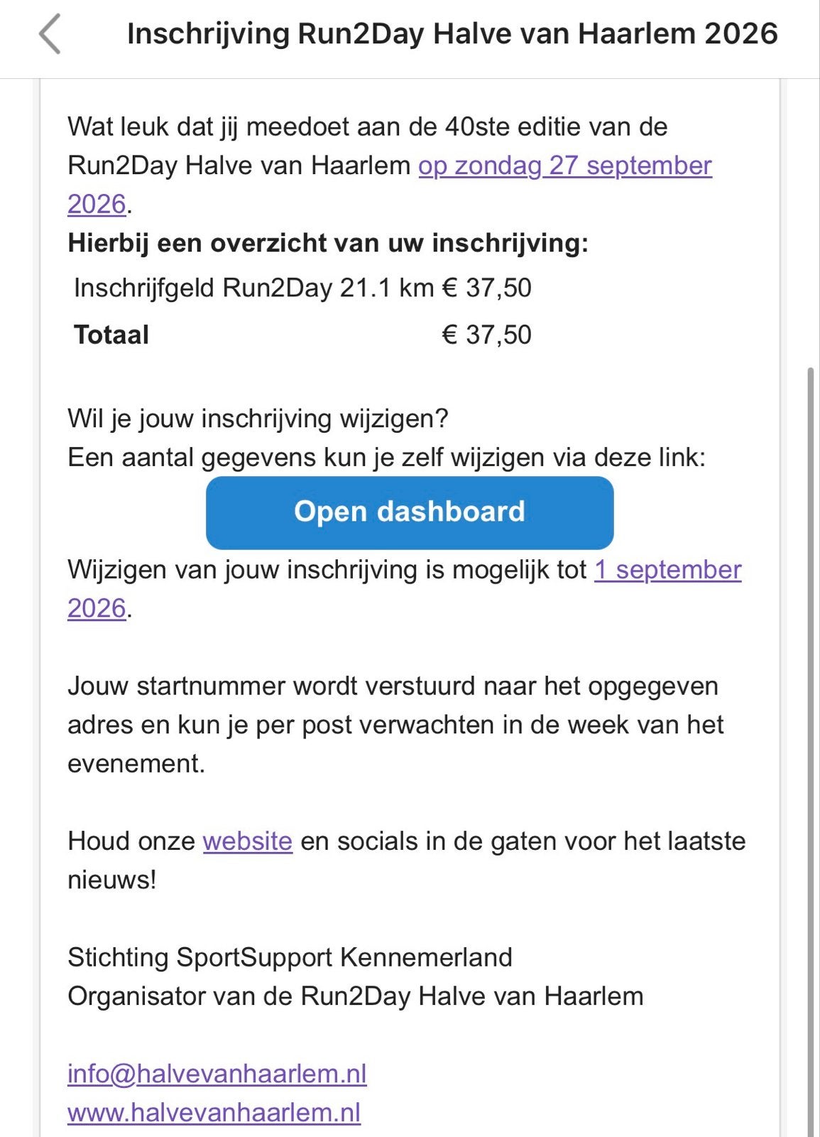 Startbewijs halve van haarlem, Eén persoon, September