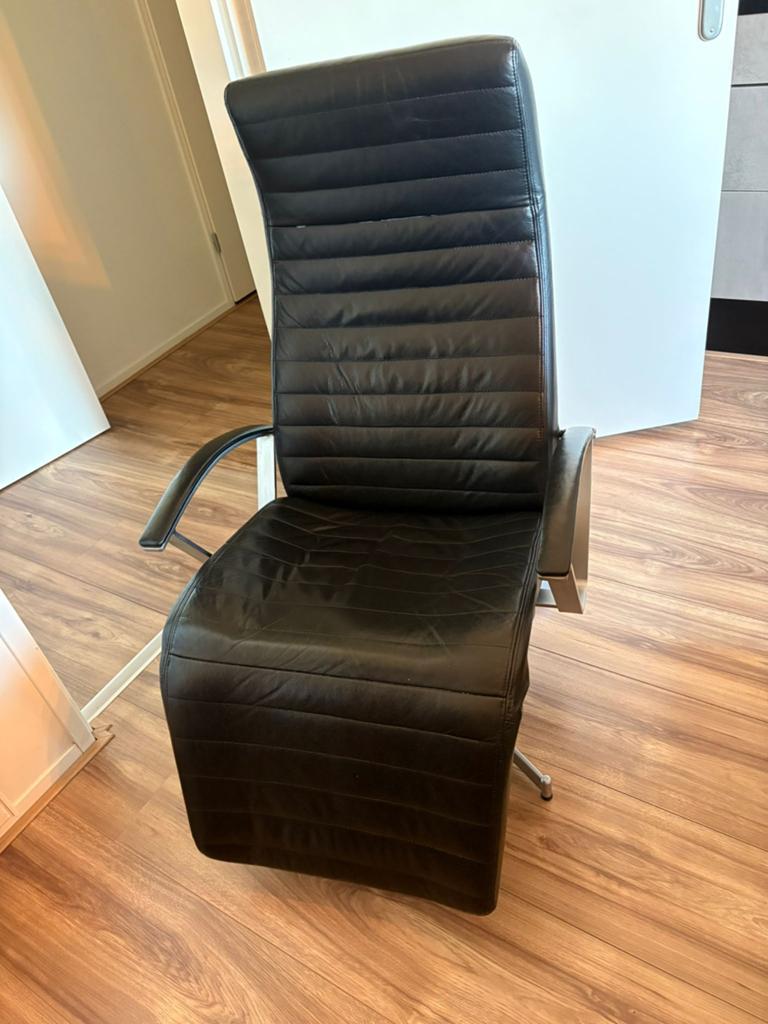 Kruit & Kramer Fauteuil, Zwart, Leer, Ophalen of Verzenden, Zo goed als nieuw