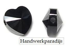 Swarovski 5742 Jet Heart Bead 8mm 5 stuk of Per Stuk, Ophalen of Verzenden, Nieuw, Kraal
