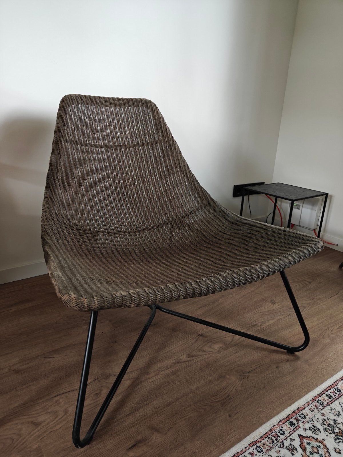 Mooie fauteuil van rotan en metaal, Huis en Inrichting, Fauteuils, Gebruikt, Modern, Bohemian, 75 tot 100 cm, Ophalen of Verzenden