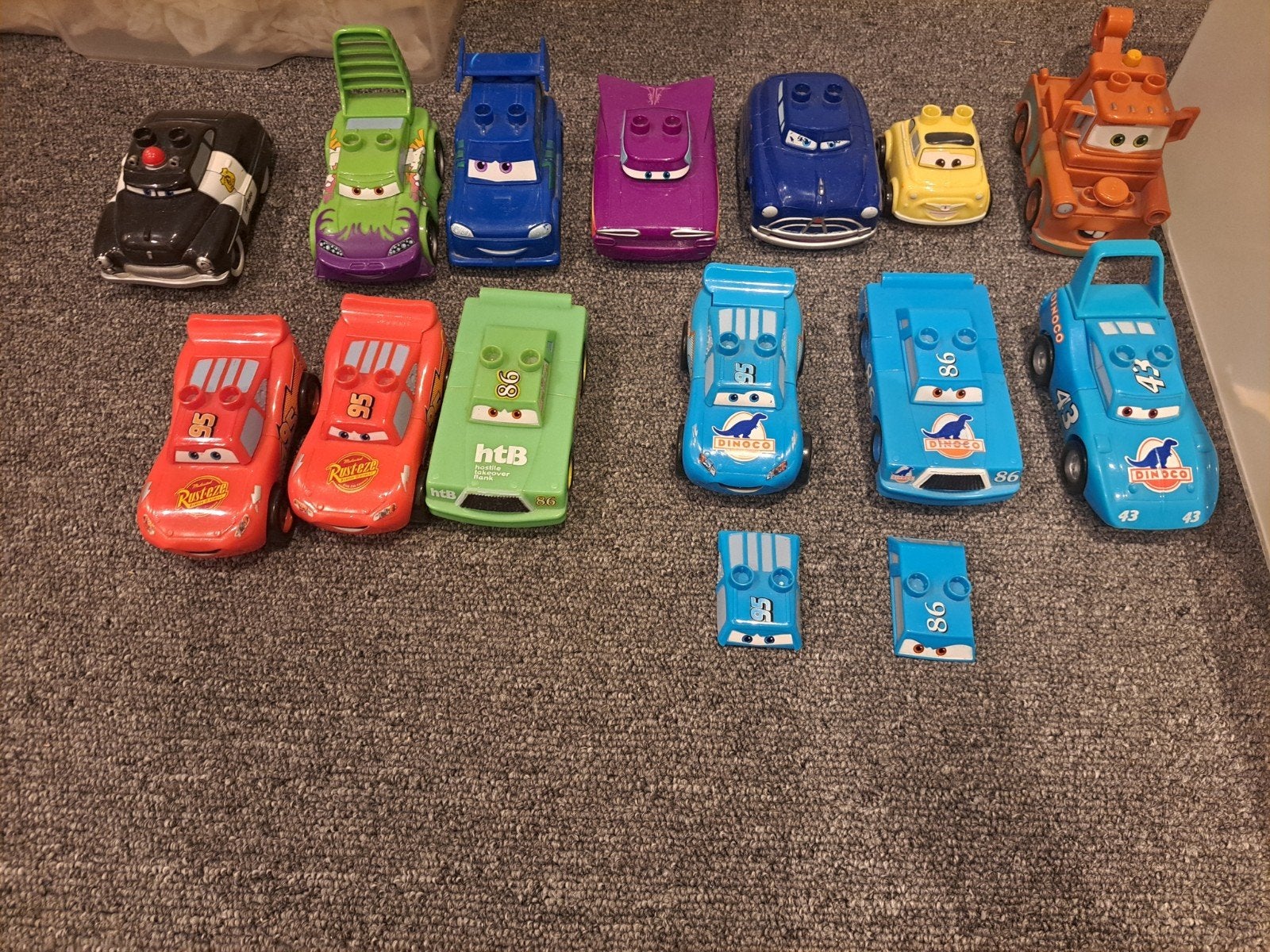 13 Duplo-achtige Cars Voertuigen - Bliksem McQueen & Meer, Ophalen of Verzenden, Gebruikt