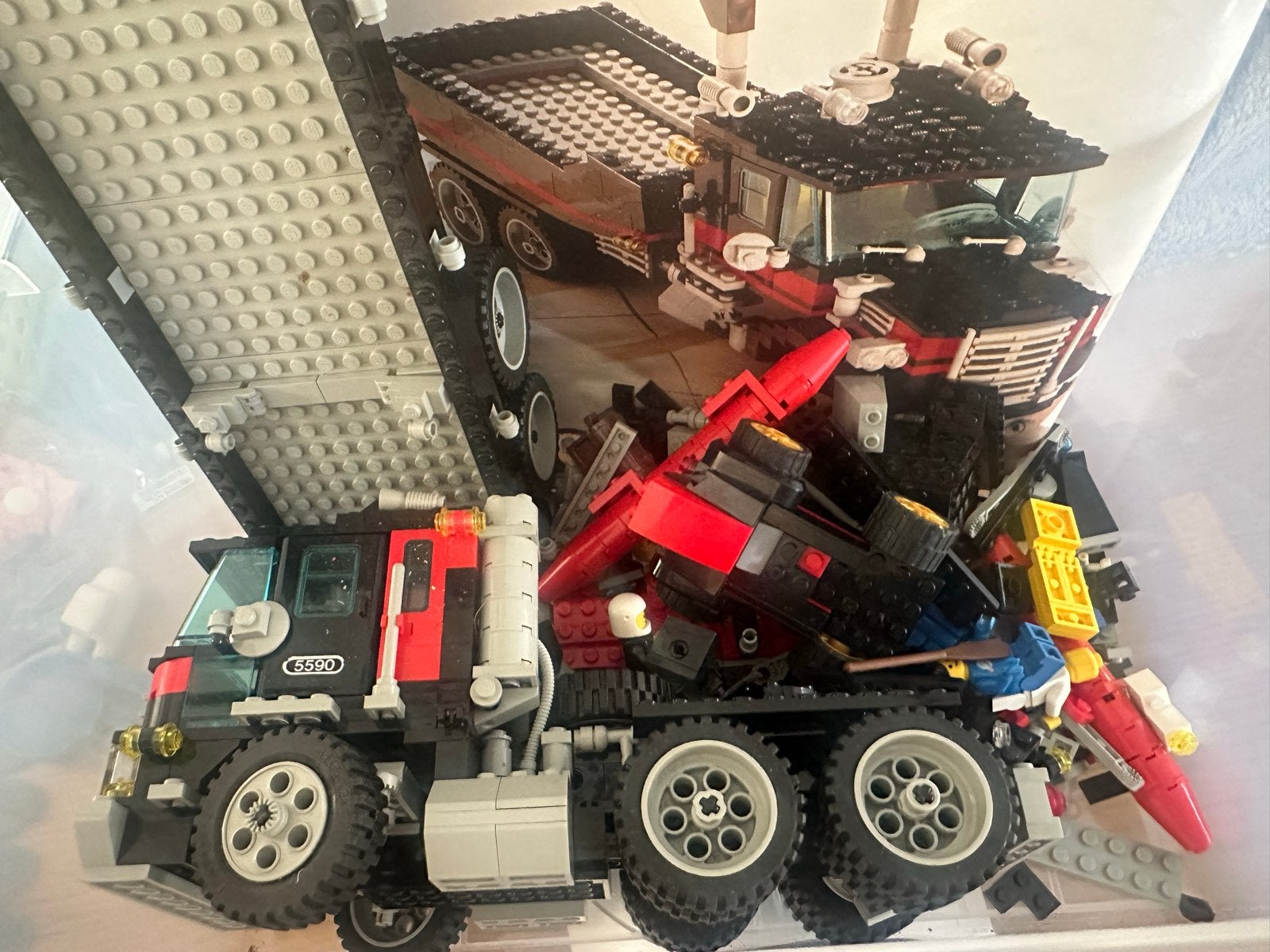 Oude Lego vrachtwagen met losse stenen - 1320 gram, Gebruikt, Verzenden, Lego, Losse stenen