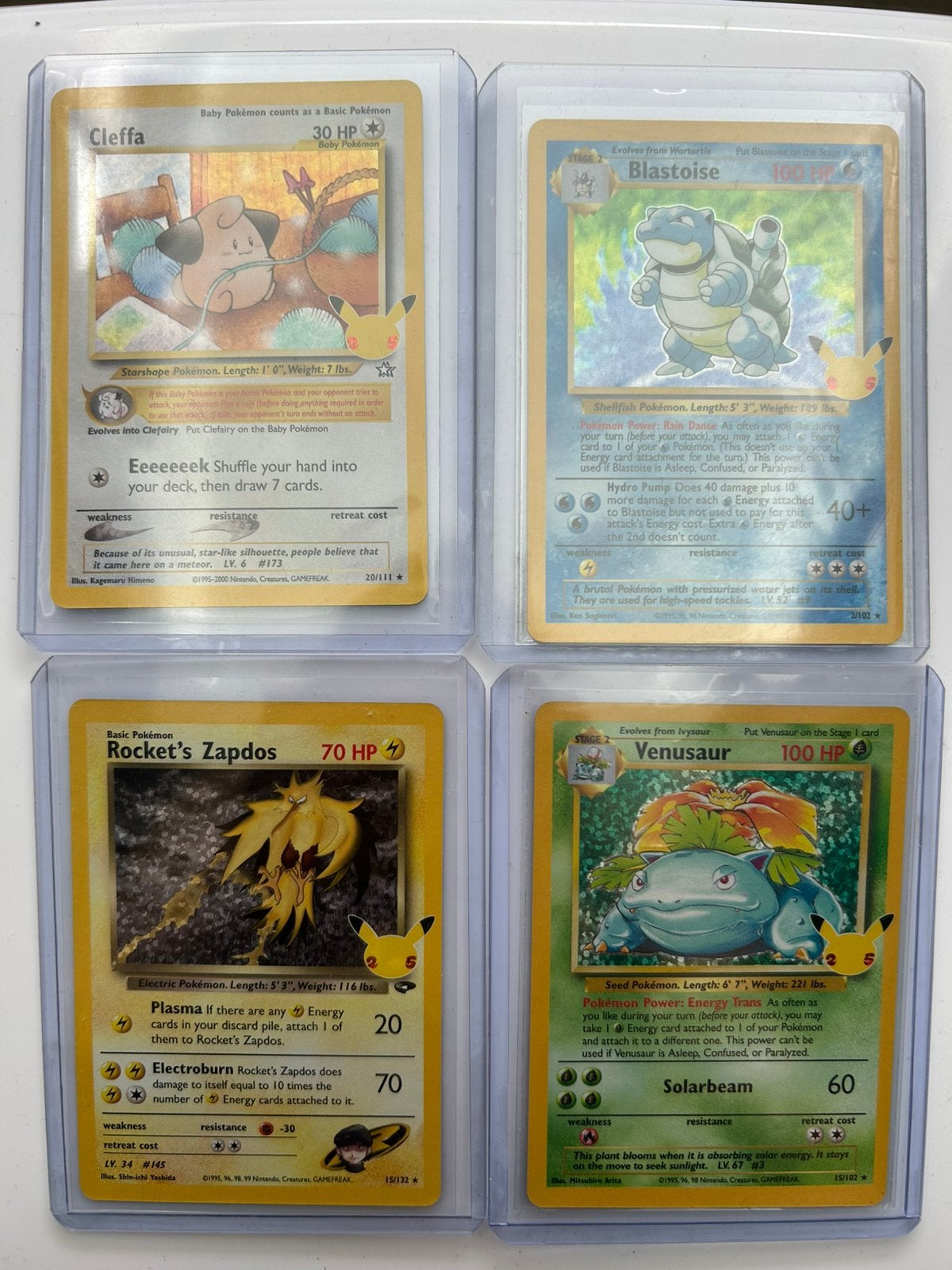 Pokémon Celebrations Blastoise Venusaur Zapdos Cleffa, Hobby en Vrije tijd, Verzamelkaartspellen | Pokémon, Verzenden, Nieuw, Meerdere kaarten