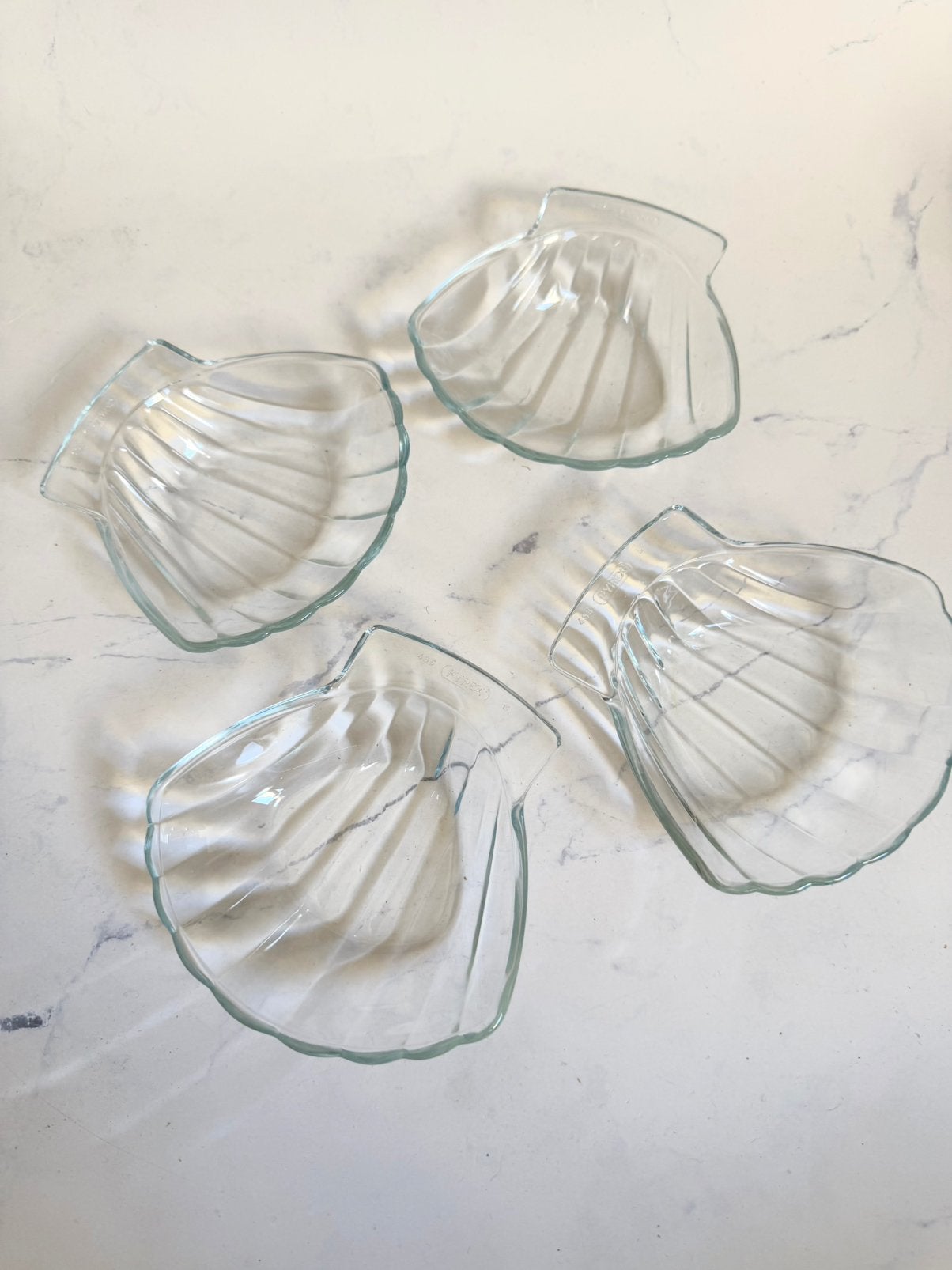 4 glazen schelp schaaltjes, Ophalen, Schaal, Overige vormen, Glas