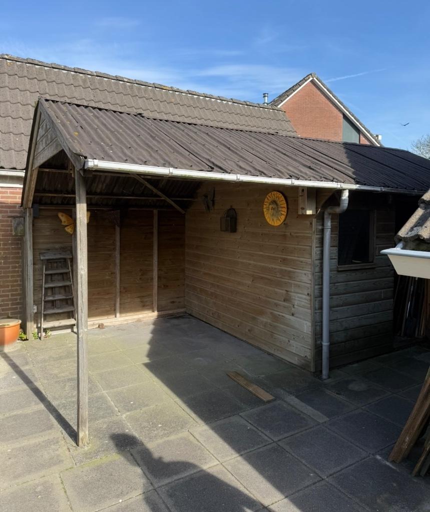 Zeer nette overkapping met tuinhuis en houthok, Tuin en Terras, Overkappingen, Ophalen, Gebruikt, Overige typen