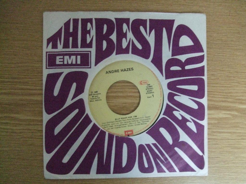 ANDRE HAZES    BLIJF MAAR HIER / LATER, 7 inch, Ophalen of Verzenden, Zo goed als nieuw, Nederlandstalig