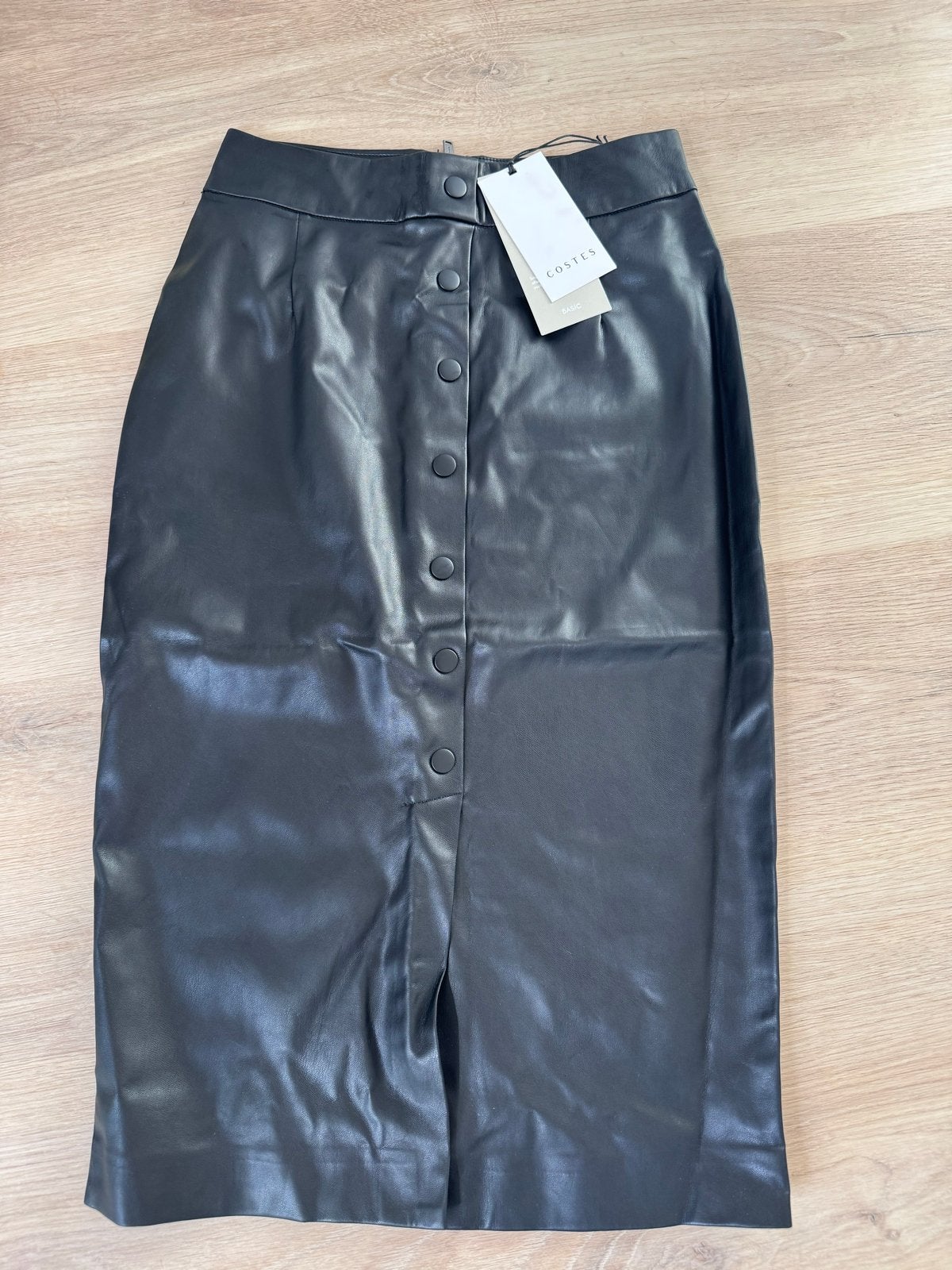 Costes Nieuwe Kunstleren Rok - Pencil Skirt, Zwart, Nieuw, Ophalen of Verzenden, Knielengte