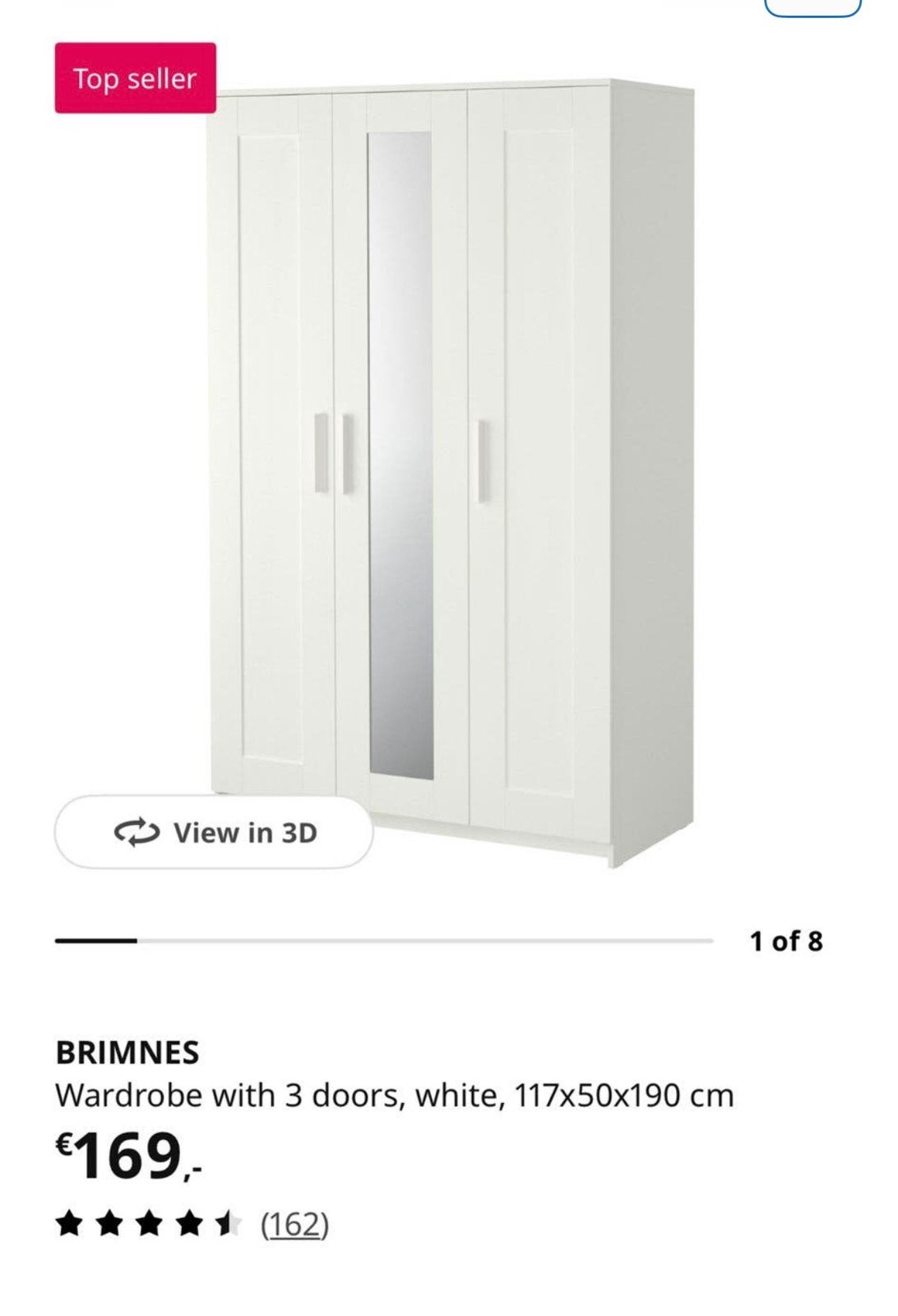 Witte Ikea Kast Merk Brimnes, Gebruikt, 100 tot 150 cm, Ophalen of Verzenden, 150 tot 200 cm